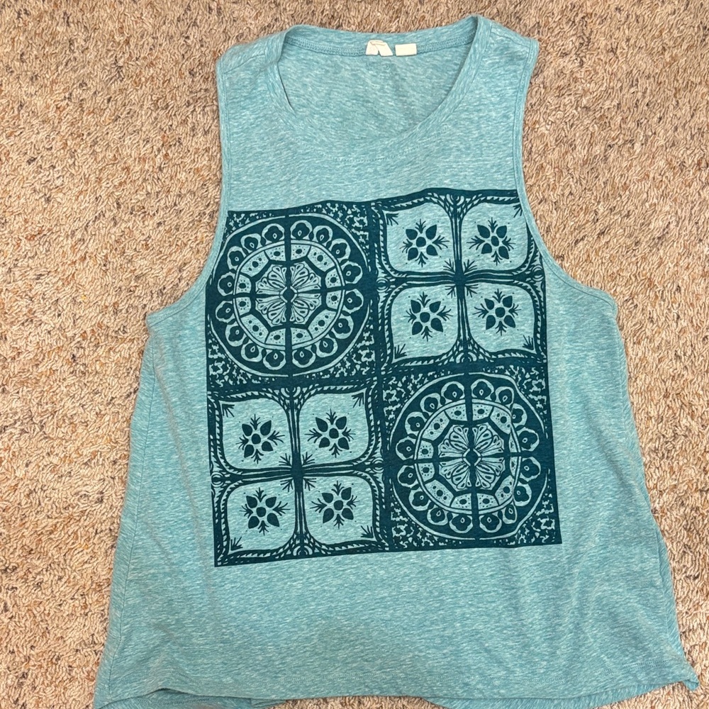Roxy Blue Sleeveless Tee with Mandala Print